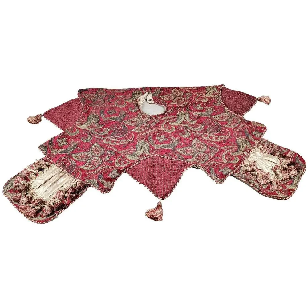 Bella Rose Christmas Tree Skirt Design By Chateau Red and Gold Pattern